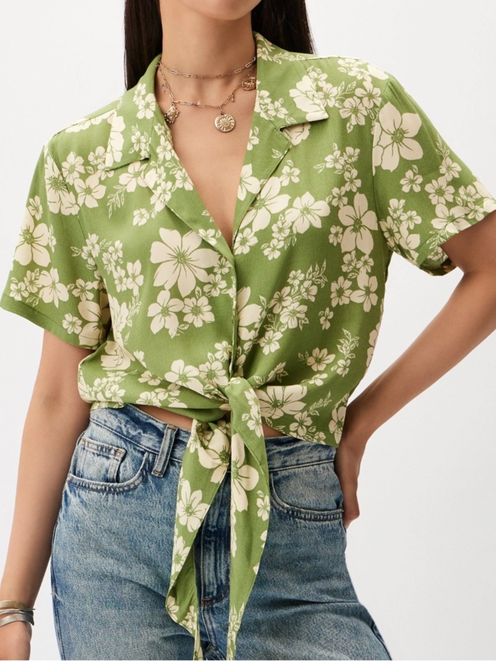 Mango Coloma Green Floral Top
